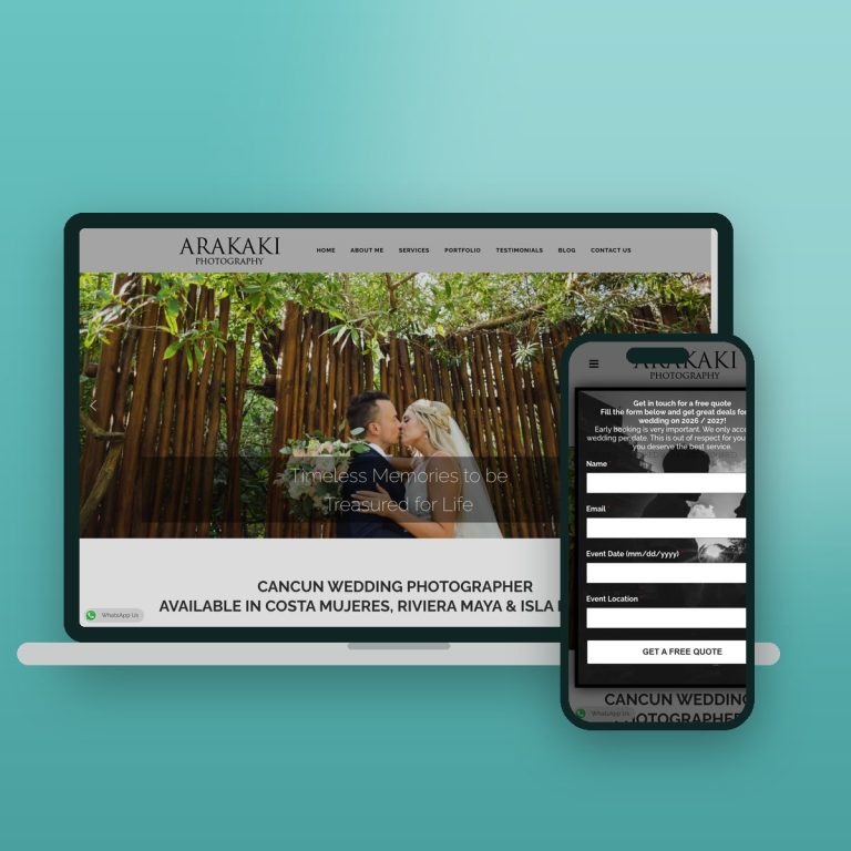 Arakaki Photography Cancun – sitio web desarrollado por Kaanah Solutions