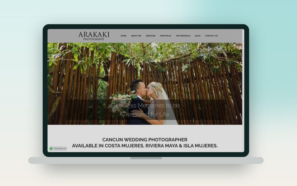 Arakaki Photography Cancun – vista del sitio web