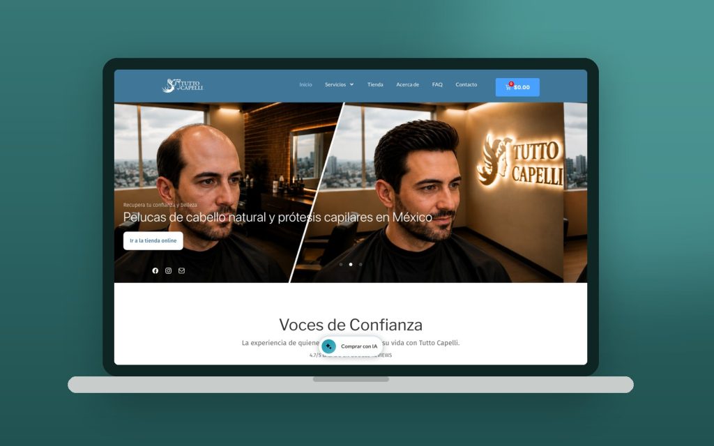 Tutto Capelli México – vista del sitio web