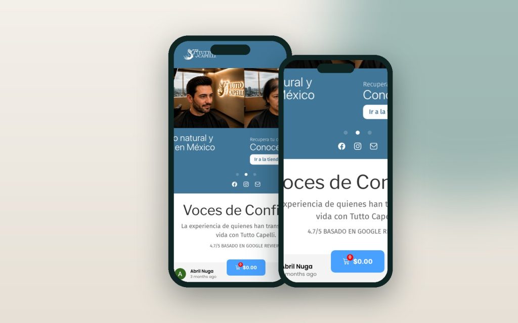 Tutto Capelli México – vista del sitio web