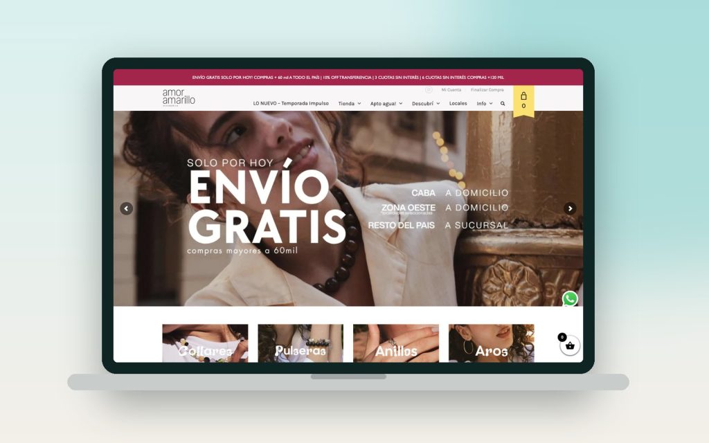 Amor Amarillo Accesorios – vista del sitio web