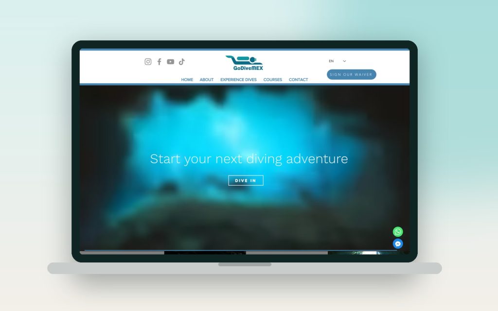 GoDiveMEX Riviera Maya – vista del sitio web
