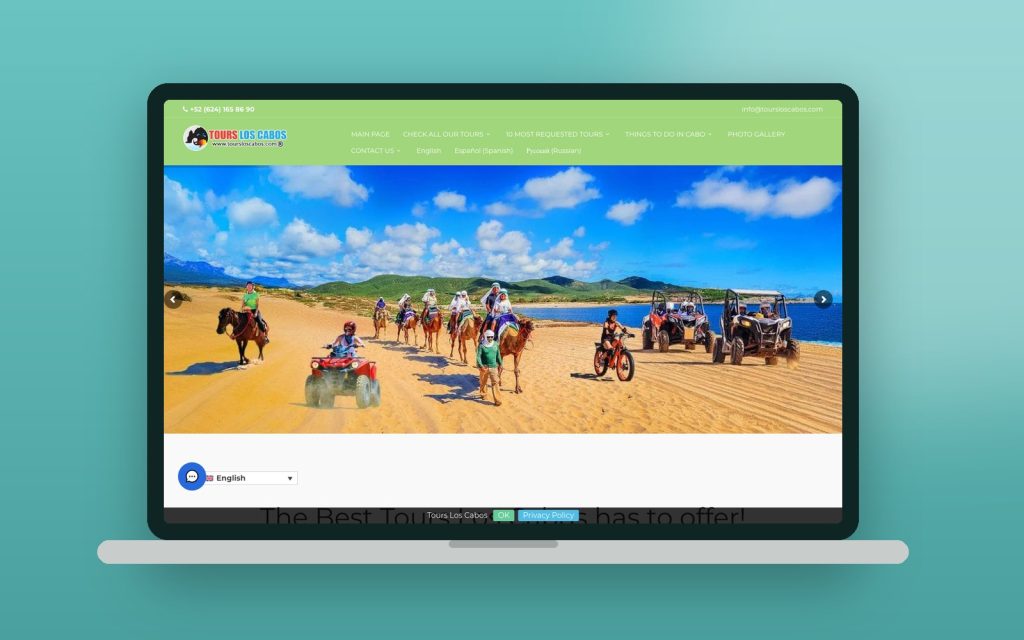 Tours Los Cabos – vista del sitio web