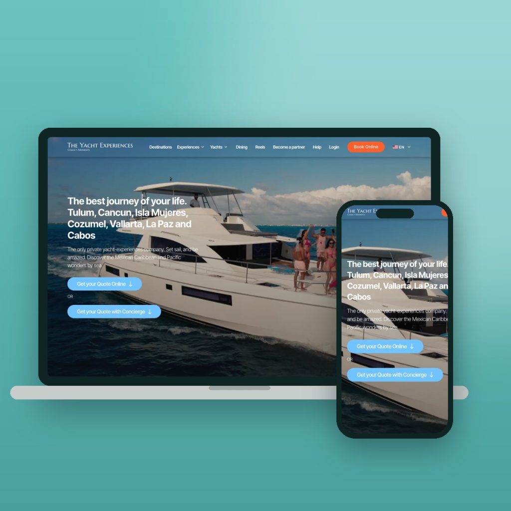 The Yacht Experiences Riviera Maya Luxury Yacht Rentals – sitio web desarrollado por Kaanah Solutions