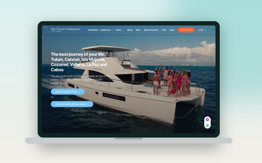 The Yacht Experiences Riviera Maya Luxury Yacht Rentals – vista del sitio web