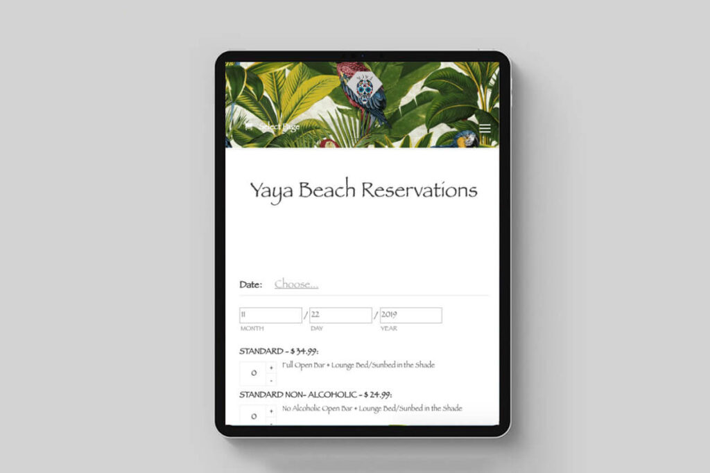 Yaya Beach Mahahual – vista del sitio web