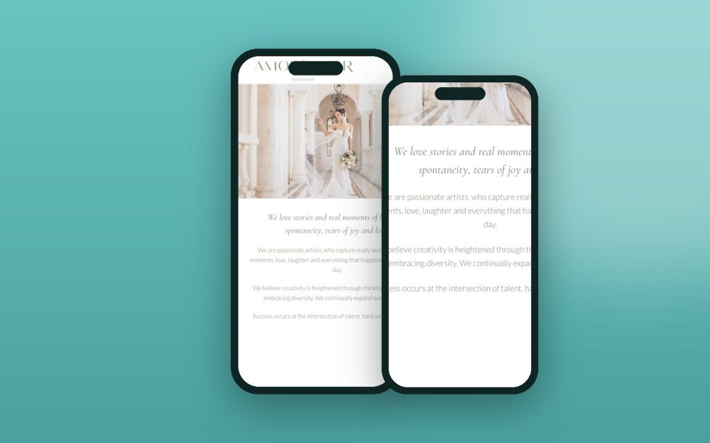 Amor Amor Weddings – vista del sitio web