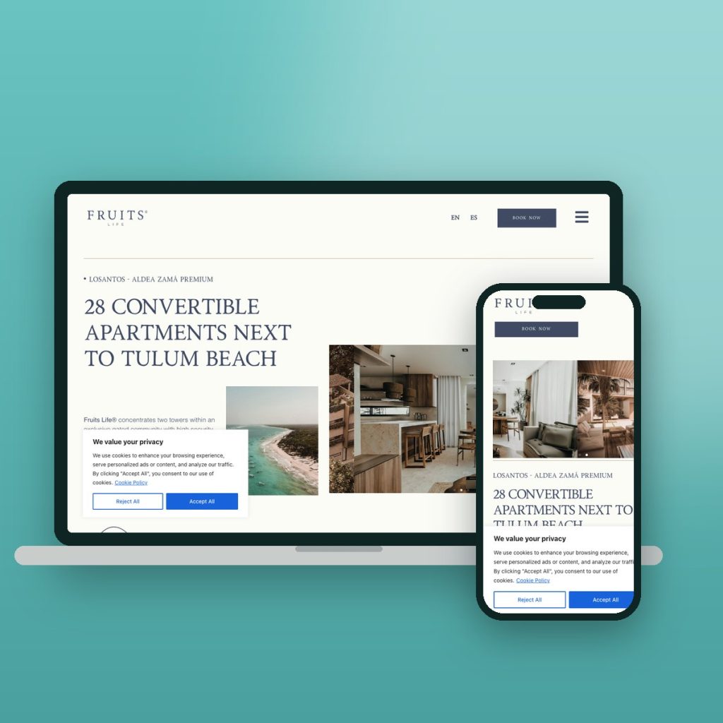 Fruits Losantos Tulum – sitio web desarrollado por Kaanah Solutions