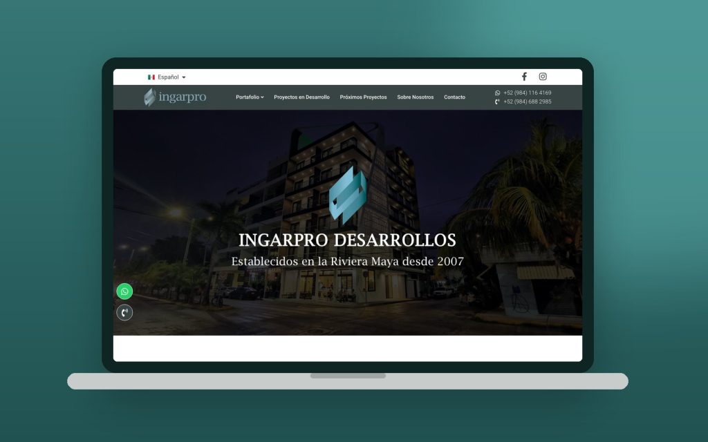 Ingarpro Desarrollos – vista del sitio web