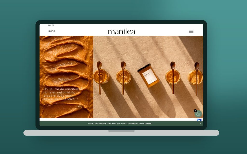 Sitio web de Manilea en laptop, un ejemplo de diseño responsive de Kaanah Solutions
