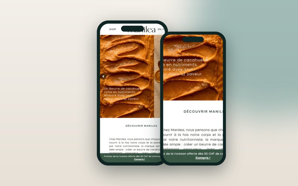 Sitio web de Manilea adaptado a la pantalla del celular