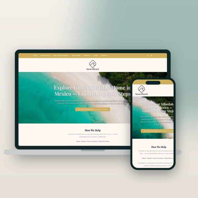 Snow2Beach Homes – sitio web desarrollado por Kaanah Solutions