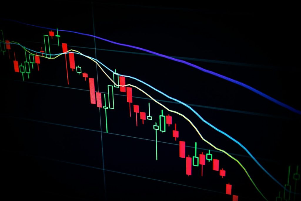 Gráfico de velas que muestra la volatilidad del precio de una criptomoneda
