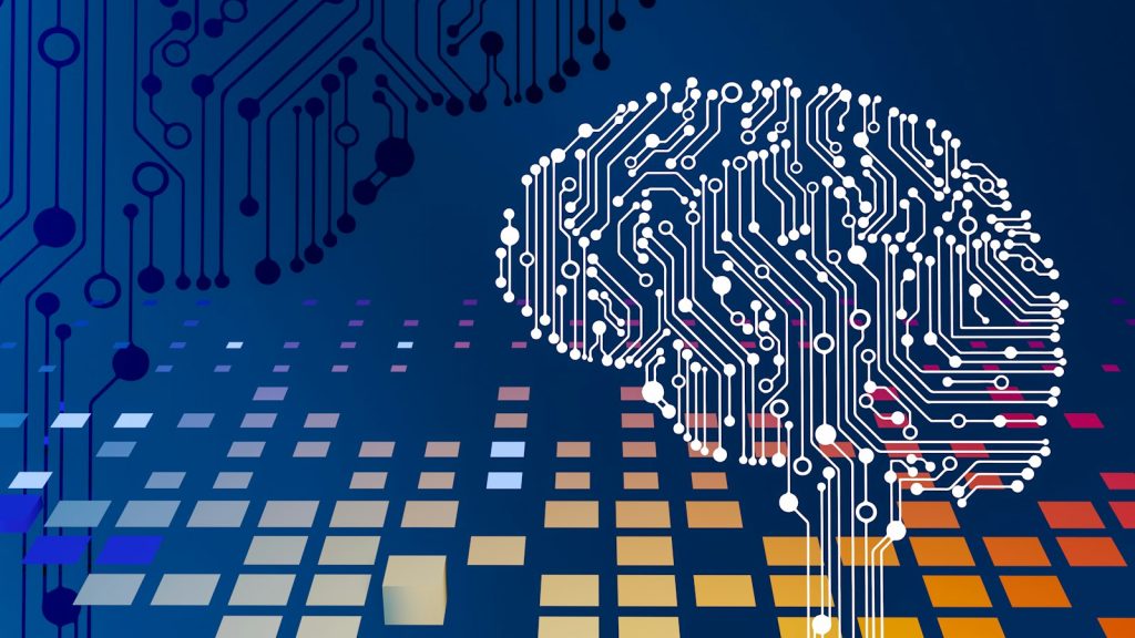 Ilustración de un cerebro formado por circuitos que representa la inteligencia artificial