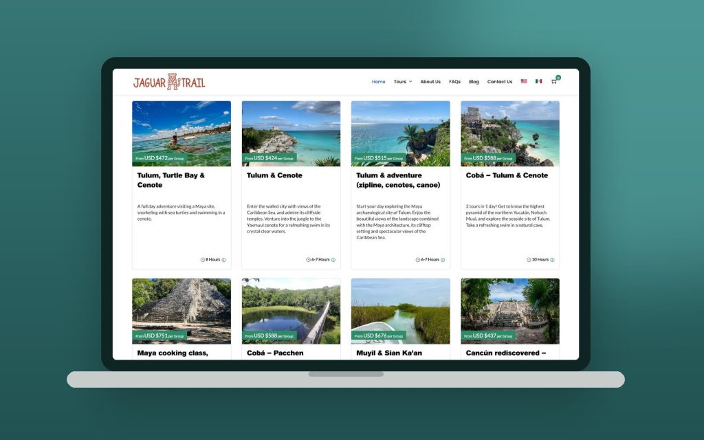 Jaguar Trail – vista del sitio web